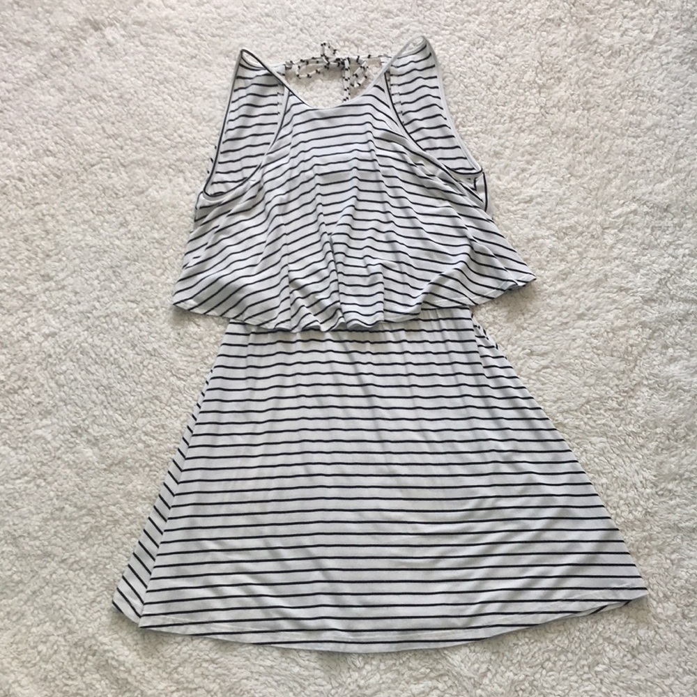 American Eagle outfitters ivory black striped dress XS